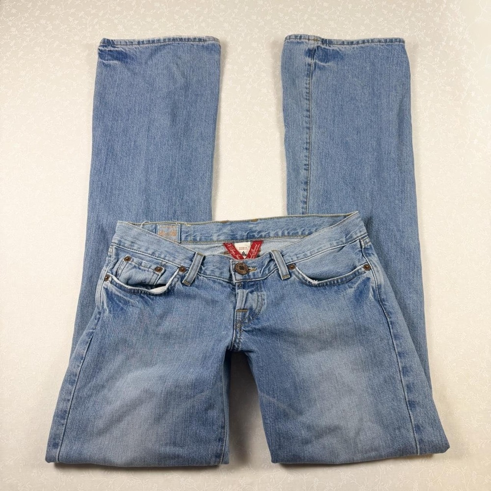 Vintage Lucky Brand Ultra Low Rise Embroidered Bootcut Jeans — Size 6